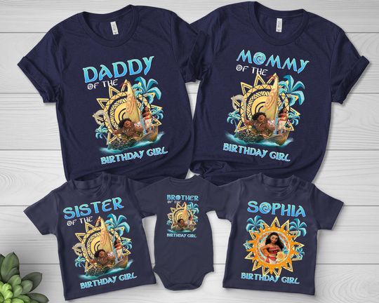 Moana Birthday T-Shirt, Princess Birthday Trip Shirt, Disney Family Shirt, Mom Dad Disney Tee, Disneyland Tee, Maui Tee,Moana 2 Movie