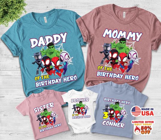 Spidey Birthday Shirt with Matching Family Shirts - Boy's Spidey and His Amazing Friends Birthday Shirt