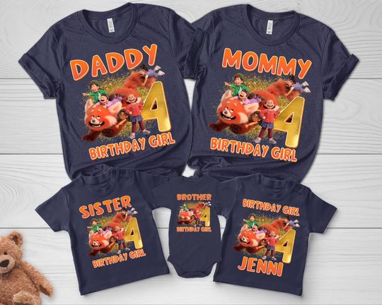 Turning Red Custom Tee, Birthday Tee Personalized Name/Age, Theme Turning Red Family Custom Birthday Shirts, Turning Red Party Unisex