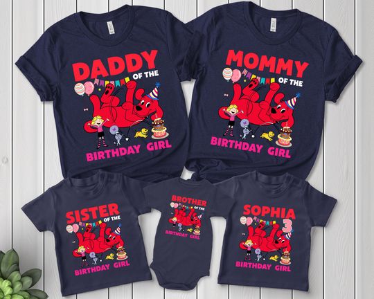 Clifford the Big Red Dog Shirt, Personalized Clifford Dog Family Birthday Shirt, Clifford Dog Birthday Party Shirt, Family Matching