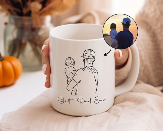 Custom Photo Mug for Dad, Dad Portrait Mug, Fathers Day Gifts, Dad Birthday Gifts, Gift for Husband, Gift for Him, Personalized Photo Mug
