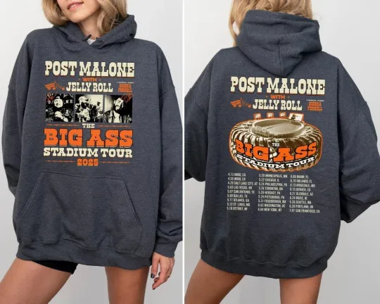 Jelly Roll Post Malone Double Sided Hoodie 2025 Tour