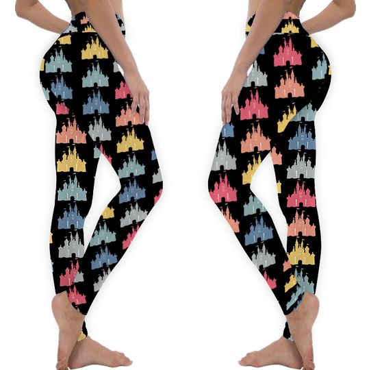 Black Castle Leggings, Rainbow, Castle, Leggings, Girls Leggings, Womens Leggings, Plus Size, Gift for Her, Gifts, Yoga, Workout