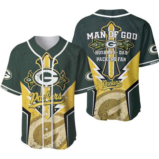 Green Bay Packers Baseball Jersey, Packers Man Of God Baseball Jersey
