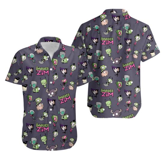 INVADER ZIM PATTERN HAWAIIAN SHIRT