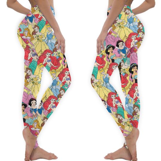 Beautiful Princess Sketches Cartoon Characters Mother's Day Legging