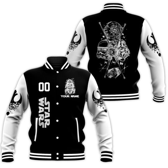 Personalize Disney Star Wars Destroy Black, Adult Varsity Jacket, Personalized Disney Jacket