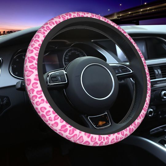 Pink Leopard Disney Steering Wheel Cover