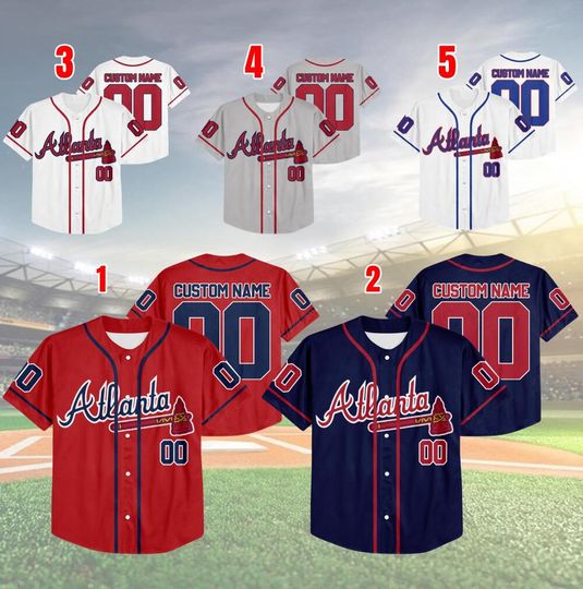 Customized Atlanta Baseball Team Baseball Jersey, Personalized Name And Number Jersey, Braves Fans Jersey, Game Day Jersey