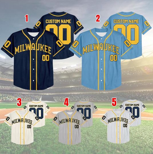 Customized Milwaukee Baseball Team Baseball Jersey, Personalized Name And Number Jersey, Brewers Fans Jersey, Game Day Jersey