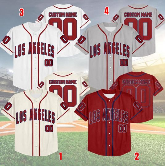 Customized Los Angeles Baseball Team Baseball Jersey, Personalized Name And Number Jersey, Angels Fans Jersey, Game Day Jersey