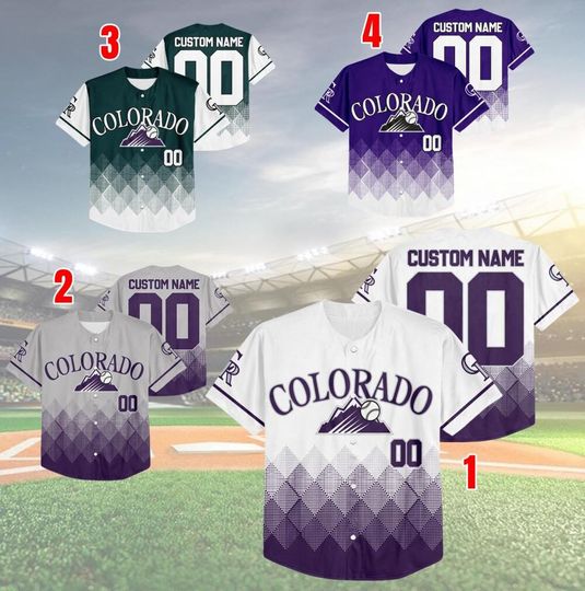 Discover Personalized Gradient Square Shapes Colorado Baseball Team Jersey, Rockies Baseball Team Custom Jersey, Rockies Baseball Fan Gift