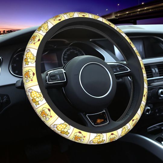 Car Steering Wheel Cover Pom Pom Purin Dog