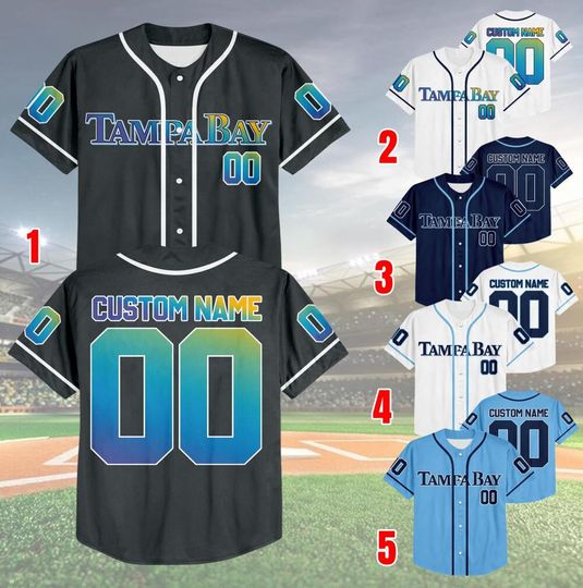 Customized Tampa Bay Baseball Team Baseball Jersey, Personalized Name And Number Jersey, Rays Fans Jersey, Game Day Jersey