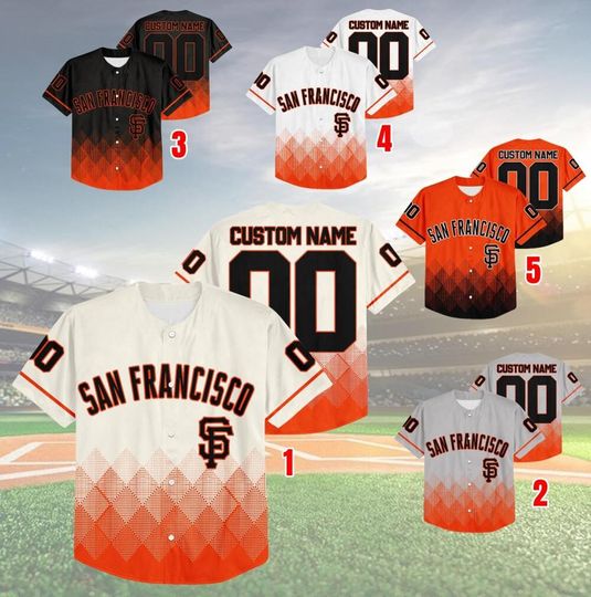 Personalized Gradient Square Shapes San Francisco Baseball Team Jersey, Giants Baseball Team Custom Jersey, Giants Baseball Gift