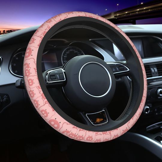 Car Steering Wheel Cover Pink Piggy Pig Soft Animals Lover