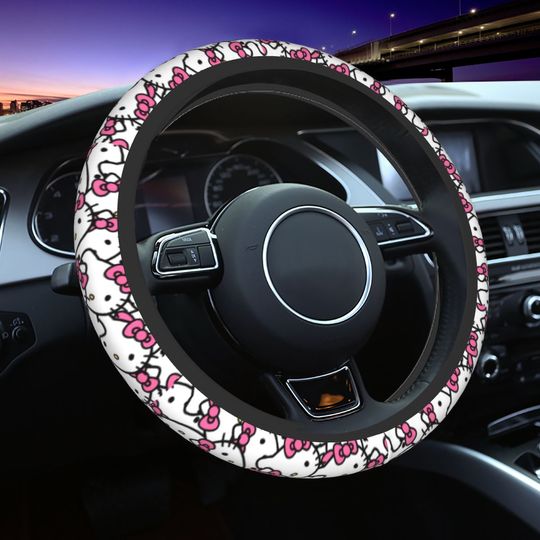 Hello Kitty Cartoon Pattern Car Steering Wheel Cover