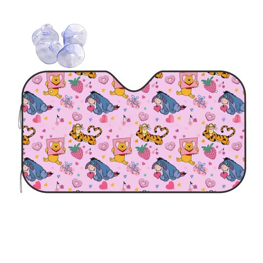 Pink Winnie The Pooh Pattern Car Sunshade