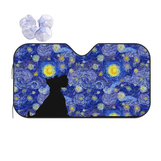 Scottish Terrier Van Gogh Starry Night Car Sunshade