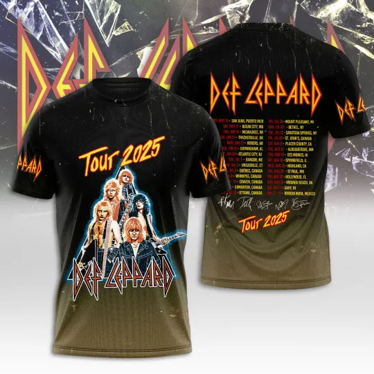 Def Leppard The World Tour 2025 Limited Edition Music Rock Band 3D T-shirt Gifts