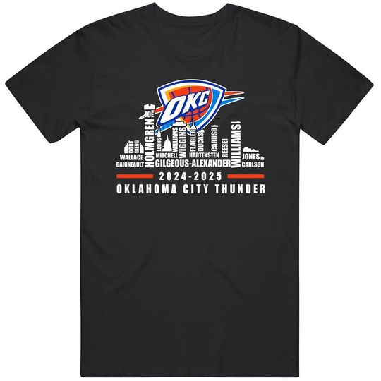 Thunder 2025 Roster Tee, Okc Full Squad Gear T Shirt