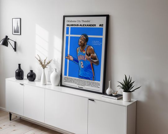 Shai Gilgeous-Alexander Poster, Oklahoma City Thunder Wall Art, NBA Print, Basketball Gift, OKC Fan Decor