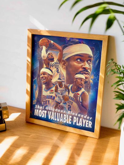 Shai Gilgeous-Alexander OKC MVP Poster | Oklahoma City Thunder Art Print | Basketball Wall Decor
