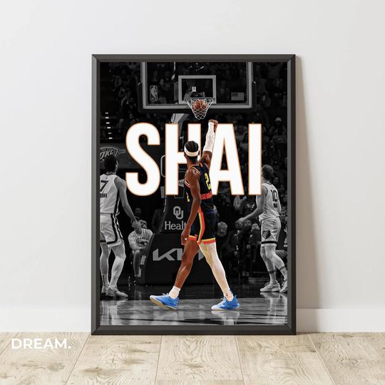 Shai Gilgeous-Alexander Poster | OKC Thunder Art Print | SGA Wall Art | NBA Fan Gift
