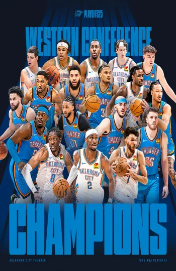 Oklahoma City Thunder 2025 Western Conference Champions Poster