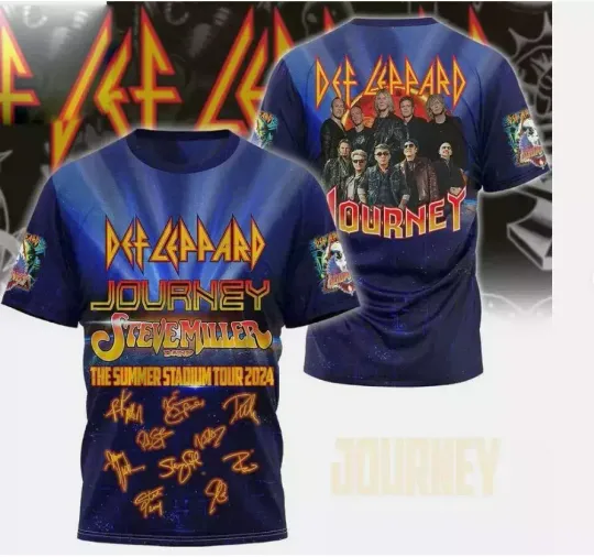 Def Leppard Journey Steve Miller Band The Summer Stadium Tour 2024 3D T-Shirt