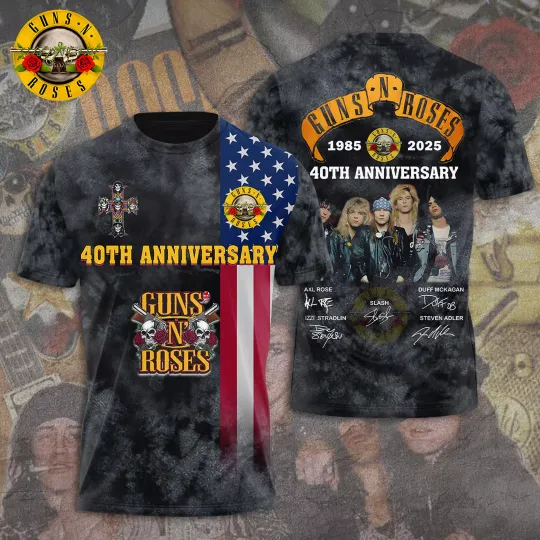 Guns N Roses 1985-2025 2025 Tour 3D T-Shirt