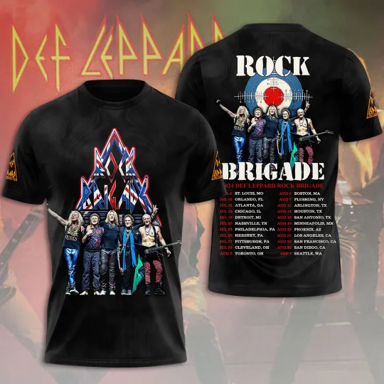 Def Leppard The World Tour 2024 The summer Music Rock Band 3D shirt
