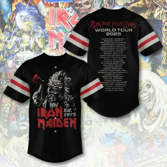 Iron Maiden Inspired Run For Your Lives World Tour 2025 Baseball Jersey