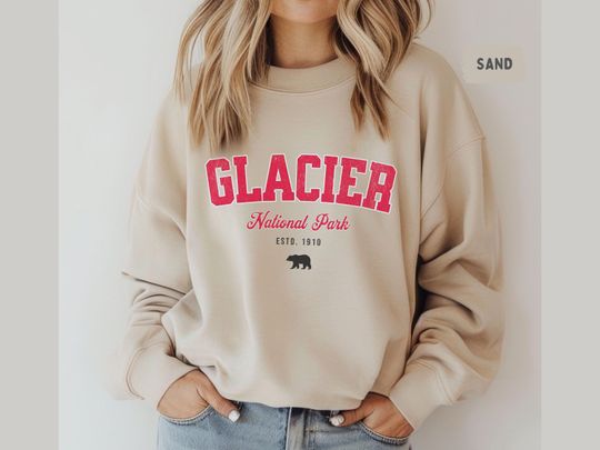 Glacier National Park Sweatshirt, Montana Sweater Retro Montana National Park gift Glacier Sweat Hiking&nbsp;gift Glacier National Park Souvenir