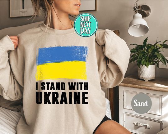 I Stand with Ukraine Sweatshirt, Ukrainian Flag Hoodie, Support Ukraine Sweater, Anti Trump, Ukrainian Flag Sweater, Peace in Ukraine-MM347