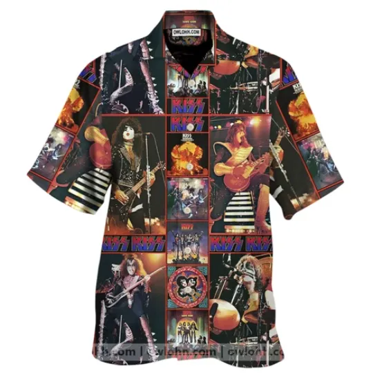 3d Fall In Love With Kiss Band Ver1 Unisex Hawaiian Shirt Summer Shirt Full Size