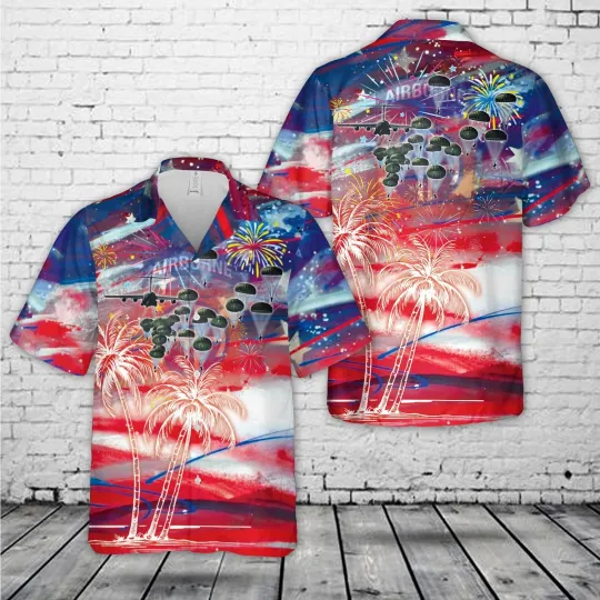 US Army 82nd Airborne Division Paratrooper 4th Of July Hawaiian Shirt