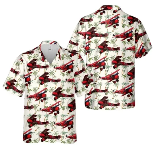 Fokker Dr1 Red Baron Triplane Fighter Aircraft Hawaiian Shirt