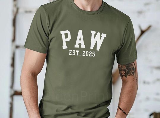 Custom Paw Shirt, Custom Bella Canvas Paw T Shirt, Paw Est 2025 Tee, Fathers Day Gift, Custom Paw Gift, Grandpa Birthday, CUSTOMIZE the Year