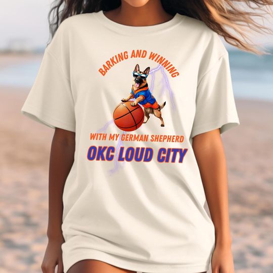 OKC Thunder T-Shirt gift for Thunder OKC NBA Fan Gift Okc Thunder Shirt for kids Thunder German Shepherd Tshirt Design gift for dog lovers