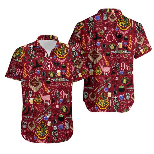 Harry Potter Gryffindor Items All Over Print Red Hawaiian Shirt