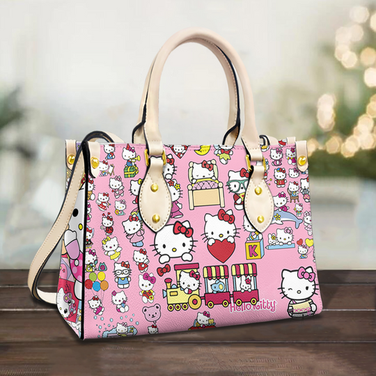 Hello Kitty Pattern Leather Handbag, Hello Kitty Woman Bag