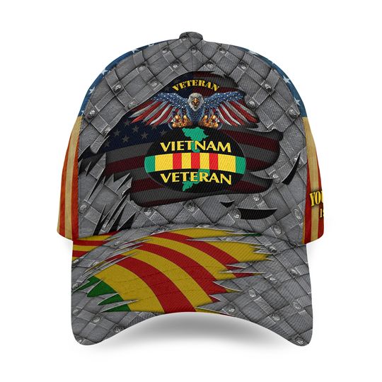 Personalized Vietnam Veteran Ball Caps For Men Vietnam Vets Baseball Caps Patriotic Hats