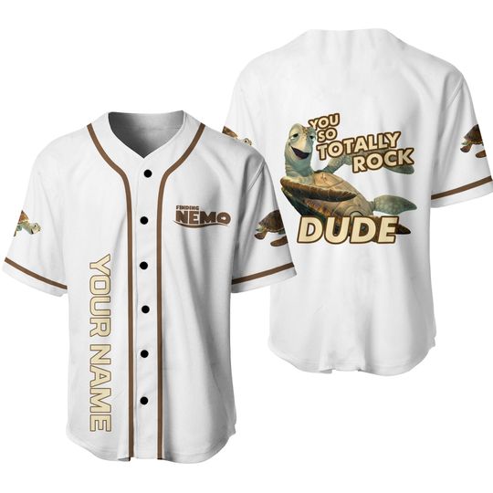 Discover Personalized Disney Finding Nemo Crush You So Totally Rock Dude Baseball Jersey