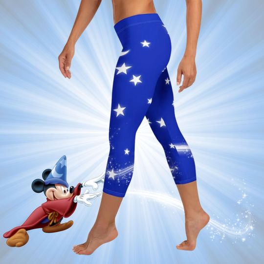 Sorcerer Mickey Capri Leggings for Women - Disney Yoga Pants and Activewear
