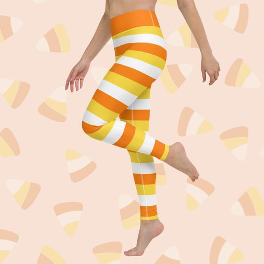 Womens Candy Corn Halloween Yoga Leggings