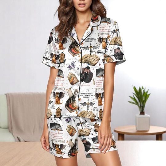 Fourth Wing - Violet Sorrengail - Xaden Riorson - Onyx Storm Fantasy Dragon Pajama Set