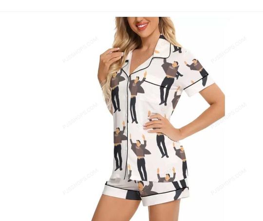 Elon Musk Jumping Musk Pajamas Women Short Sleeve Shorts Casual Sleepwear Homewear Set Cartoon Gift