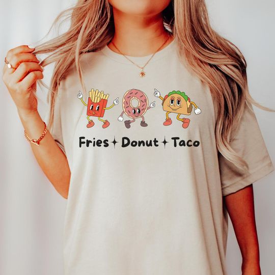 Funny FDT Shirt - Subtle Foodie Anti Trump Tshirt, Fries Donut Taco Tee, Retro Cartoon Food, Foxtrot Delta Tango 8647, Resist Fascism Gift