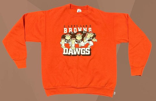 Vintage Cleveland Browns Dawgs Sweatshirt 80s - Logo 7- Large football Dawg Pound